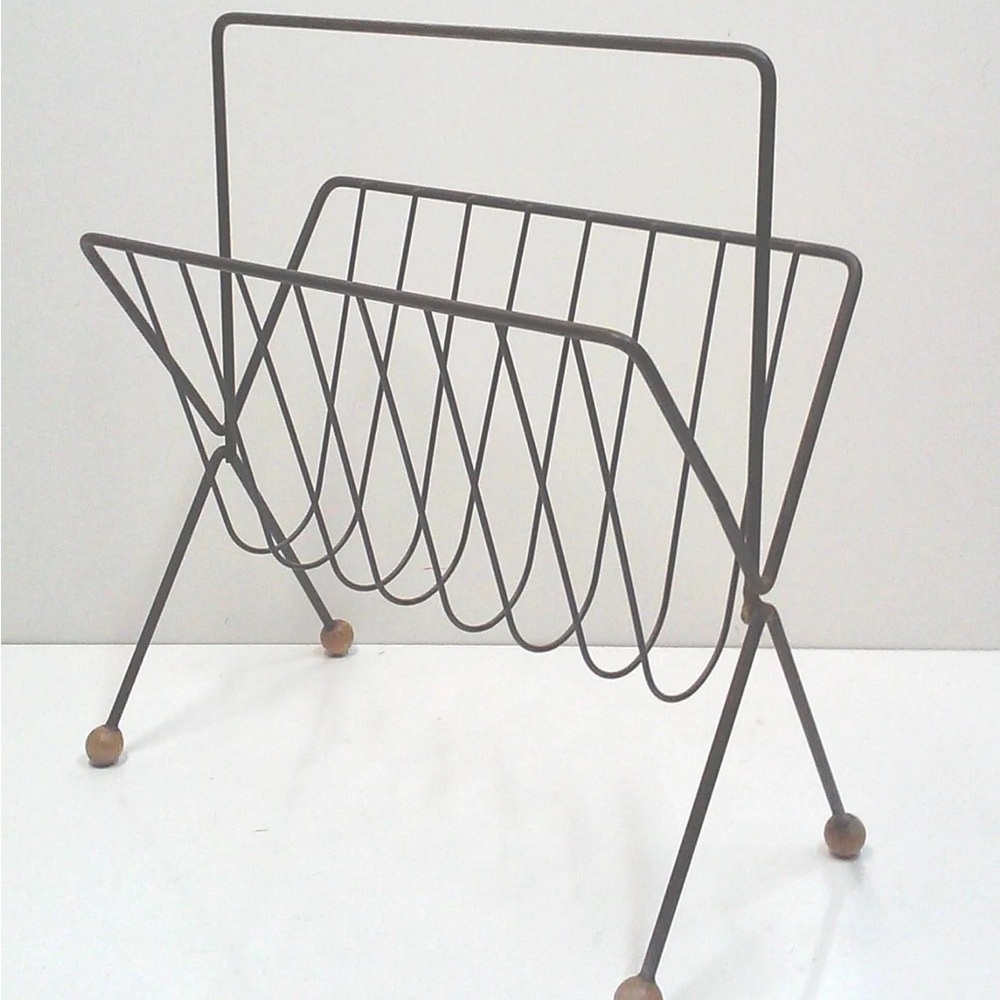 Mid-Century Iron Magazine Rack Tony Paul Attributed 50s